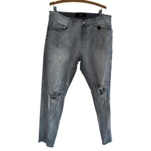 Jordan Craig Legacy Sean Skinny Jeans 38x32 Gray Distressed Paint Splatter
